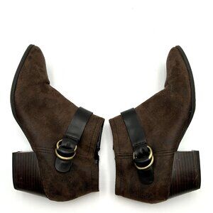 Franco Sarto Womens Gabie Ankle Booties Brown Suede Style Zip Buckle Size 9.5M